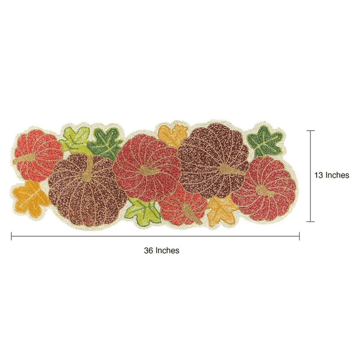 Beaded Table Runner In Purple With Pumpkin Design
