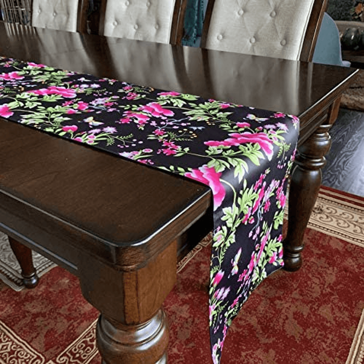 Elegant Handmade Printed Table Runner 13X71 Inches