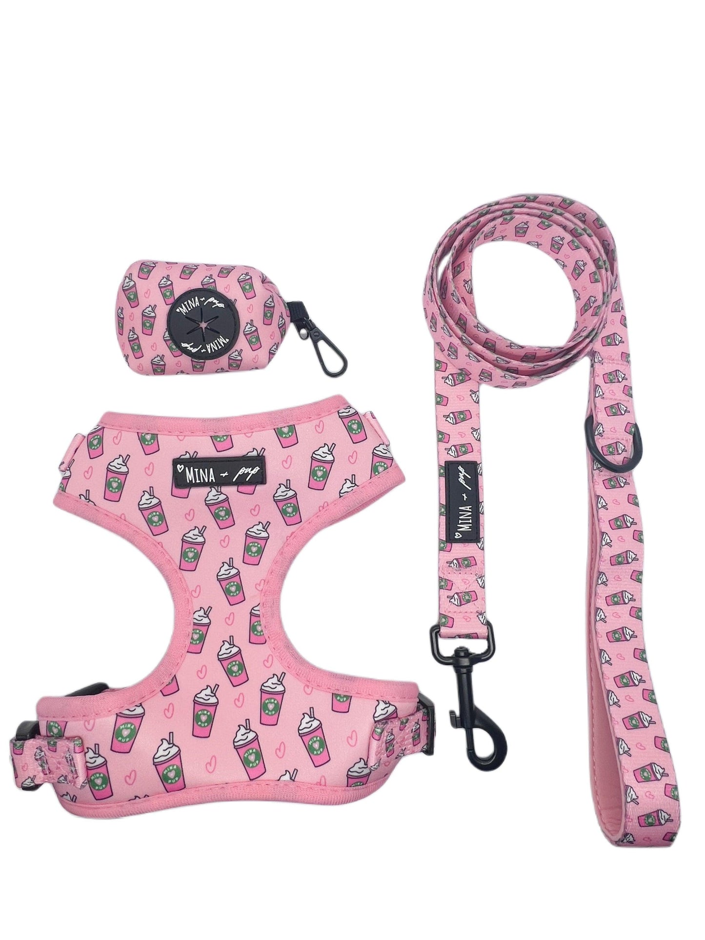 Pupshake Neoprene Adjustable Harness in Pink by Mina + Pup