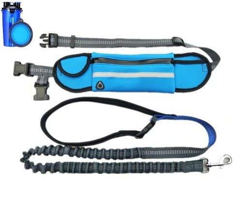 3 - Pocket Hands - Free Dog Leash Waist Belt with Reflective Straps and Water Bottle/Bowl - Dog Hugs Cat