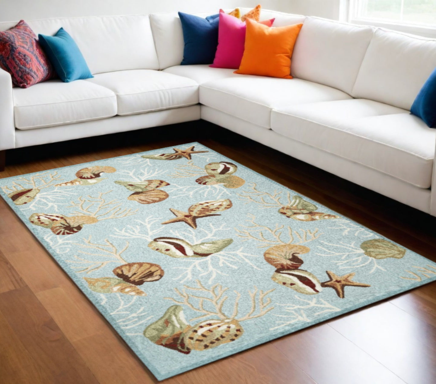 7' X 9'  Polyester Blue Area Rug