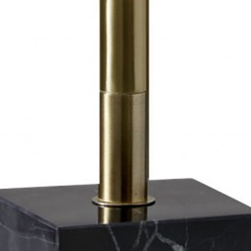 Minimalist Ambient Glow Led Floor Lamp With Dimmer In Antique Brass And Black Marble