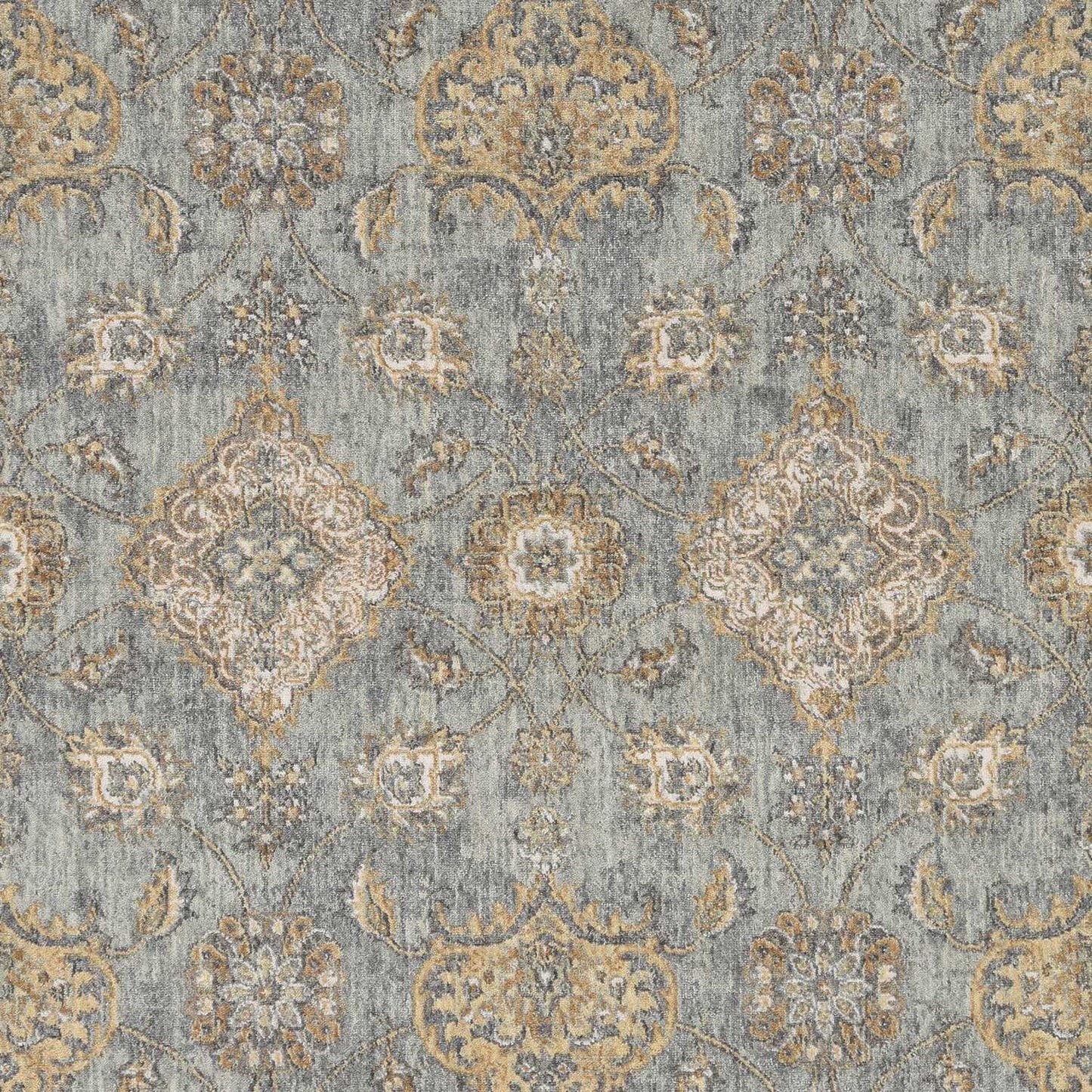 2' X 3' Sage Green Wool Floral Distressed Area Rug