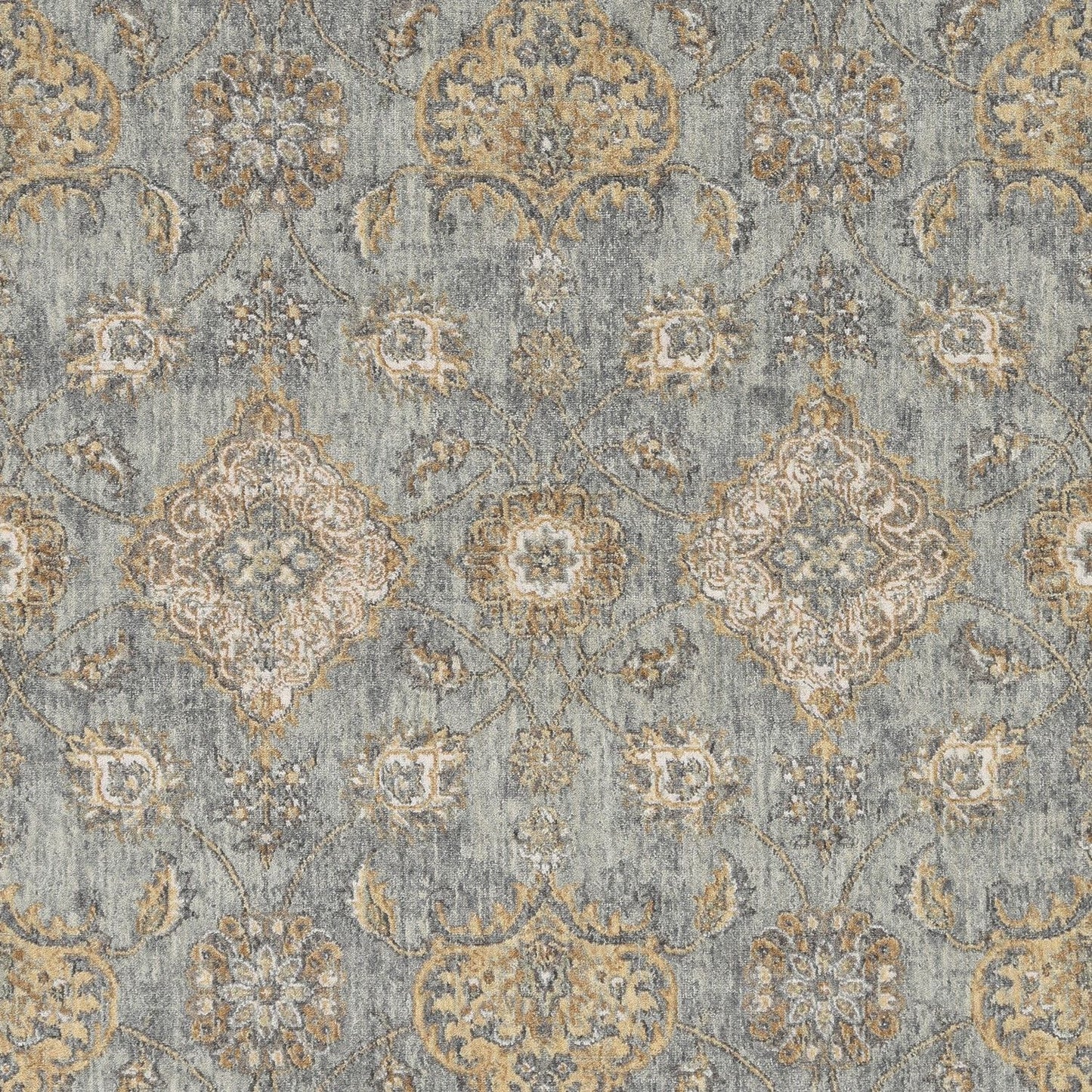 2' X 3' Sage Green Wool Floral Distressed Area Rug