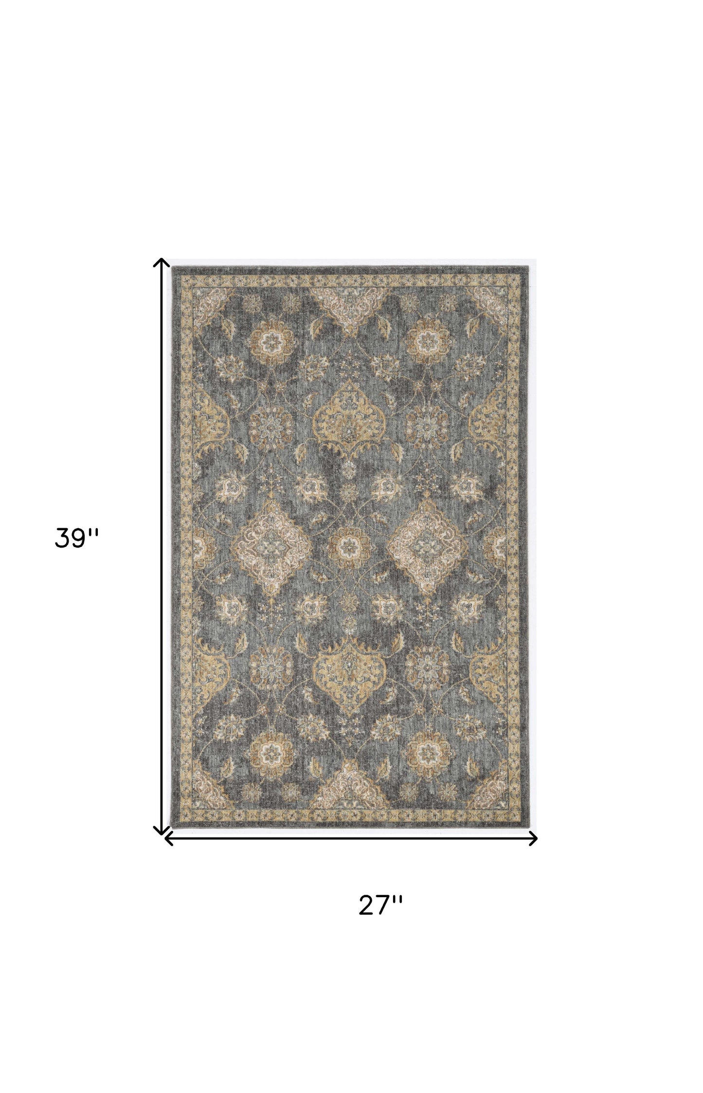 2' X 3' Gray Wool Medallion Area Rug