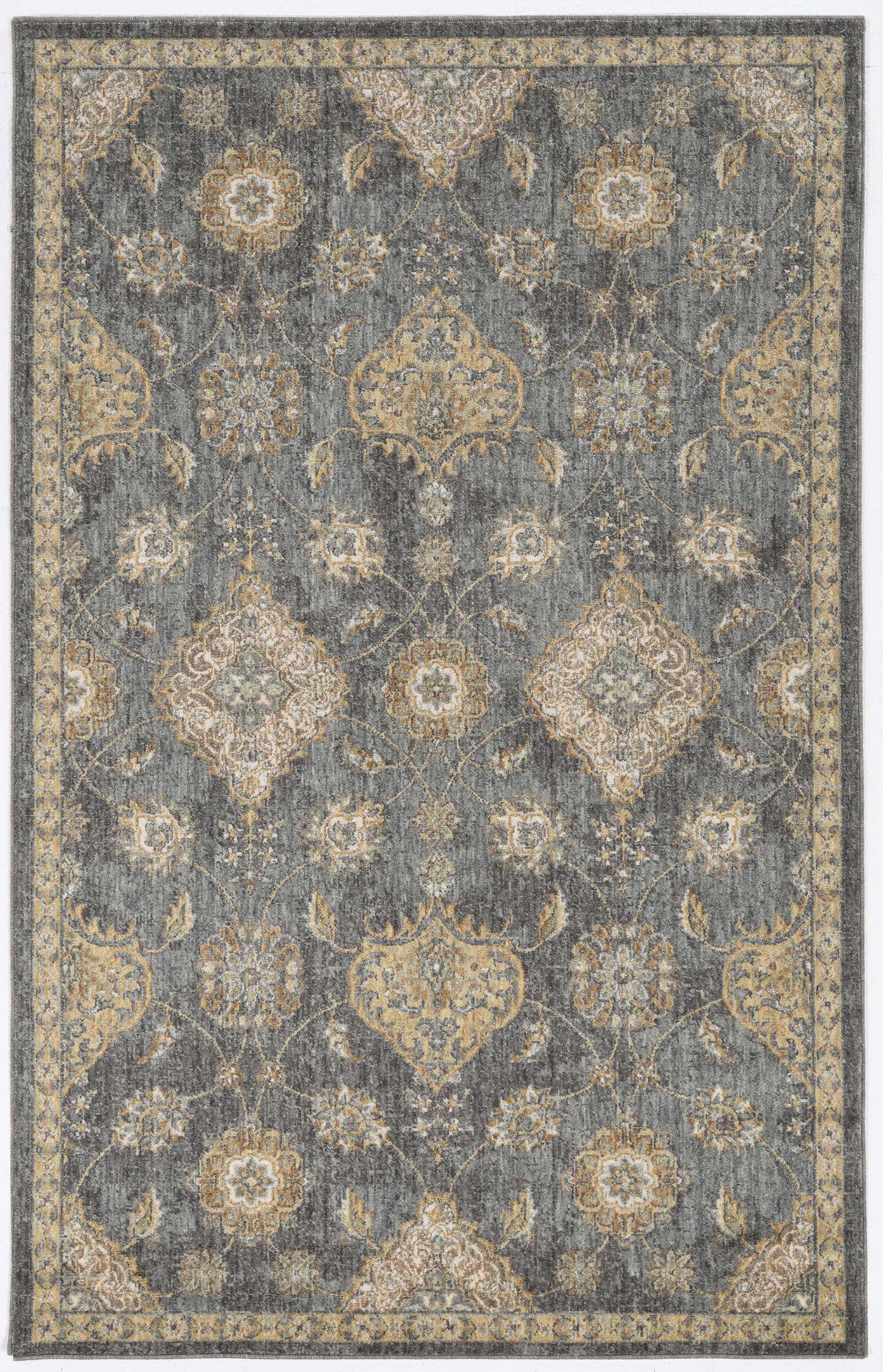 2' X 3' Gray Wool Medallion Area Rug