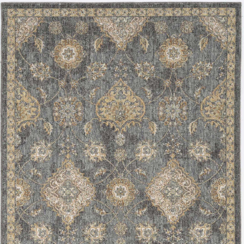 2' X 3' Gray Wool Medallion Area Rug