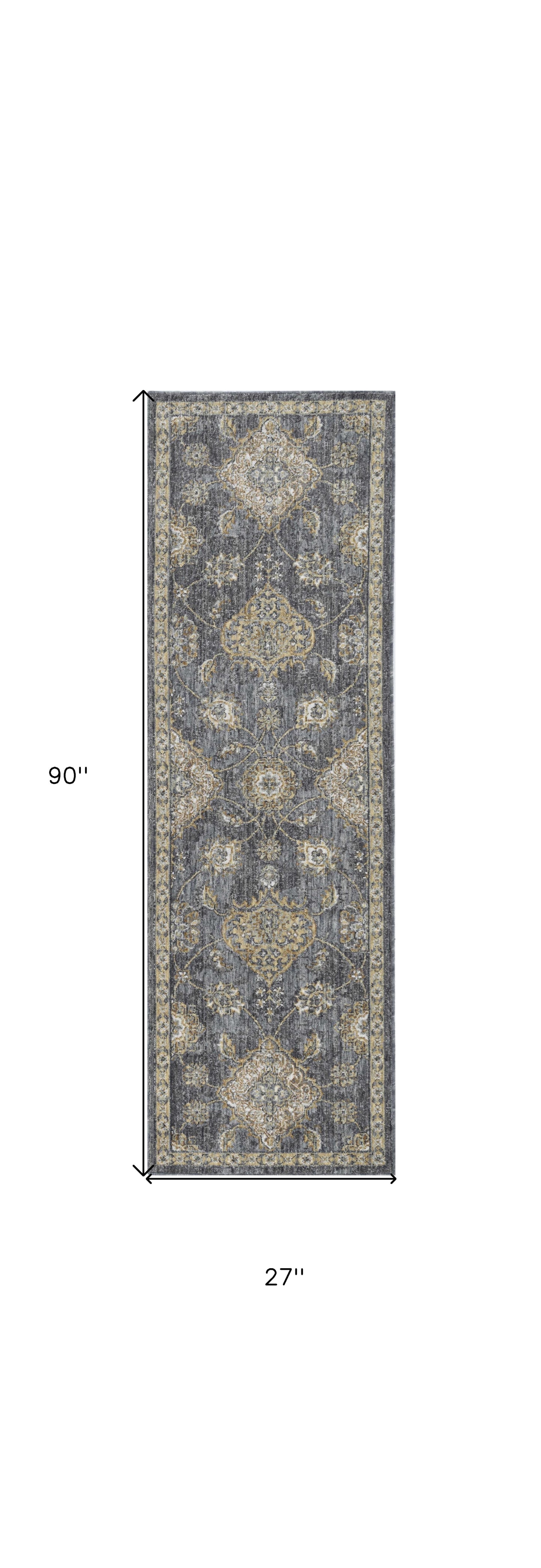 2' X 3' Gray Wool Medallion Area Rug