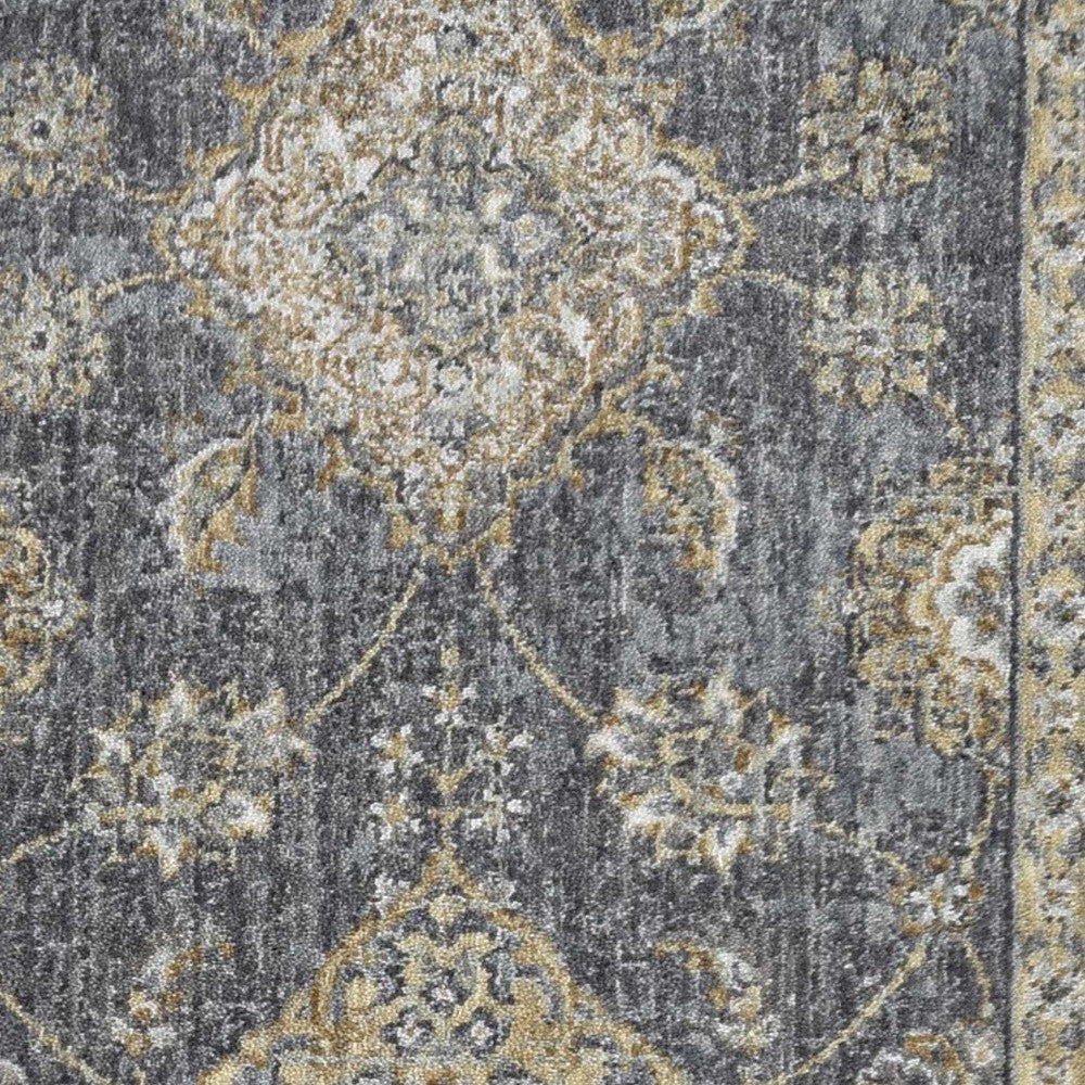 2' X 3' Gray Wool Medallion Area Rug