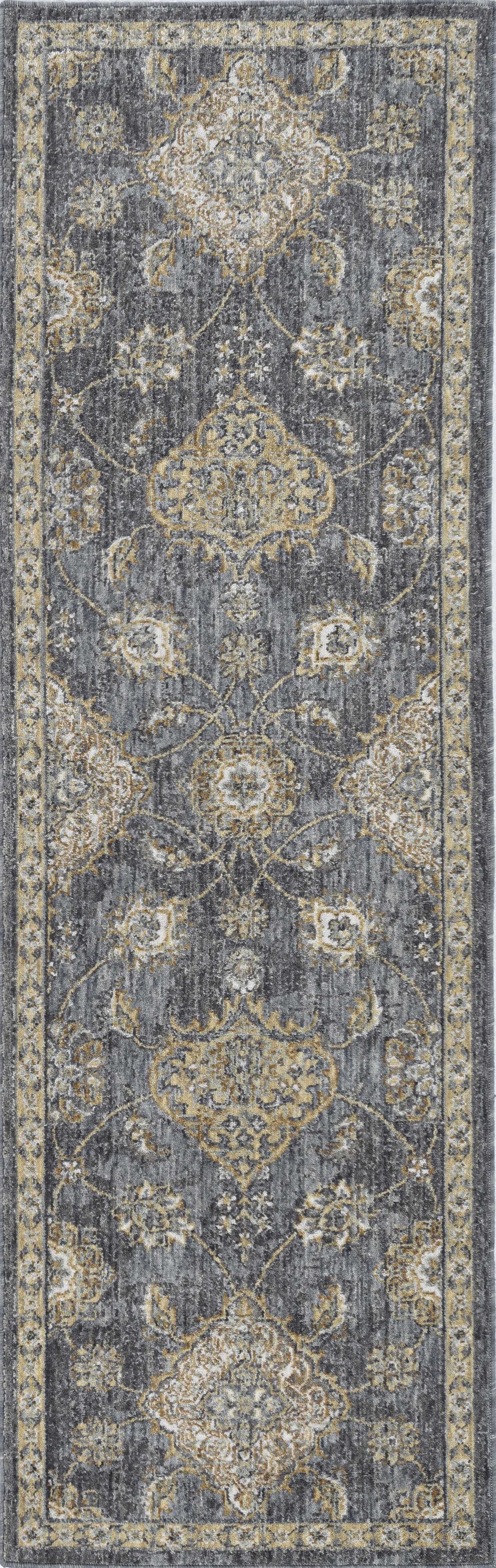 2' X 3' Gray Wool Medallion Area Rug