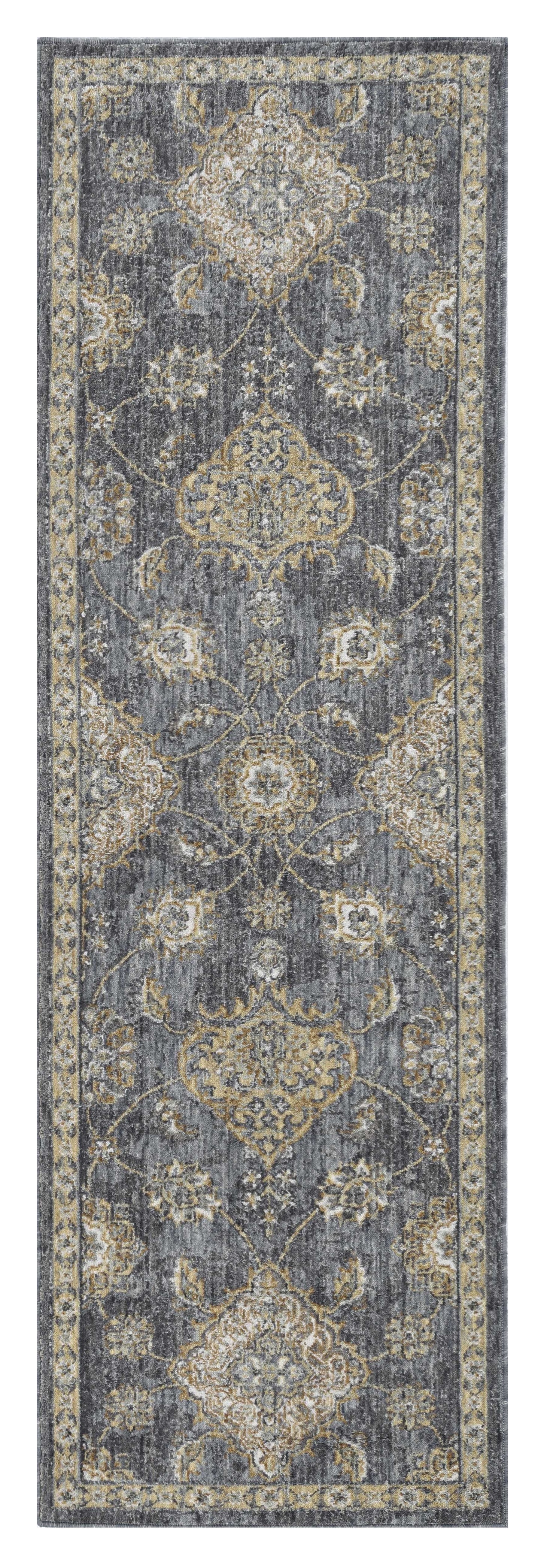 2' X 3' Gray Wool Medallion Area Rug