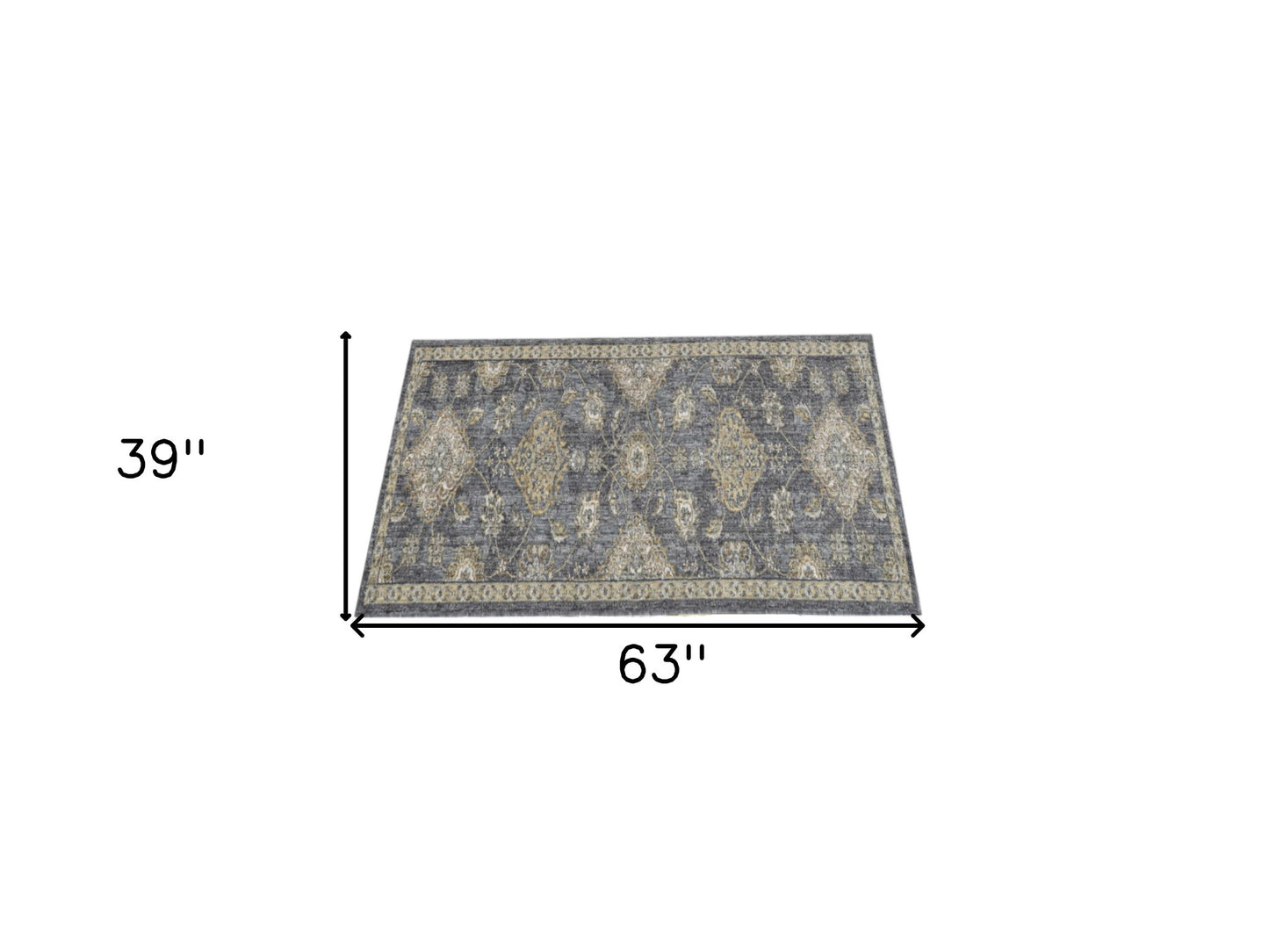 2' X 3' Gray Wool Medallion Area Rug