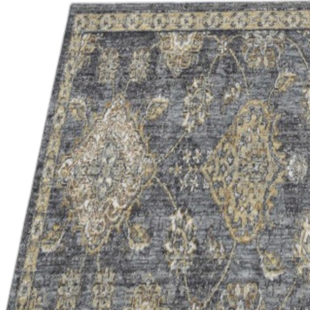 2' X 3' Gray Wool Medallion Area Rug