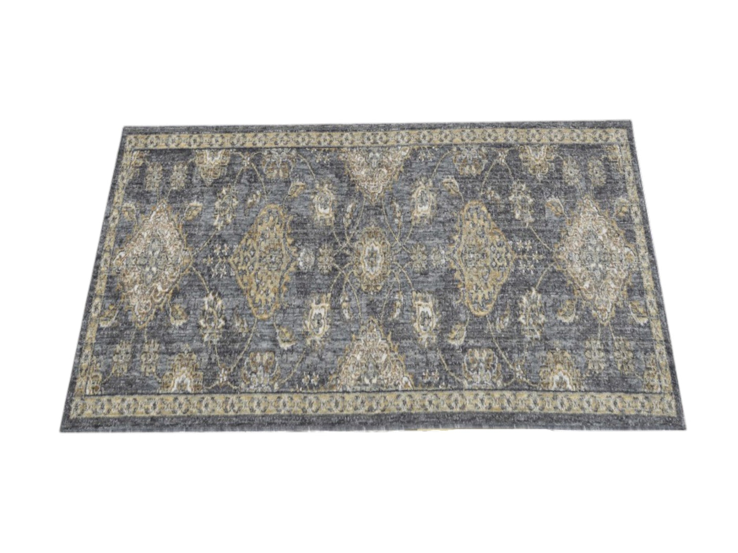 2' X 3' Gray Wool Medallion Area Rug