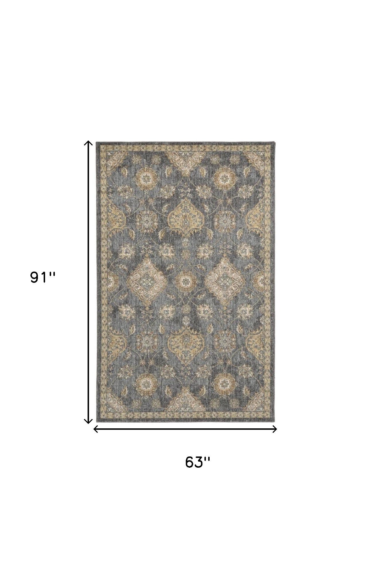 2' X 3' Gray Wool Medallion Area Rug