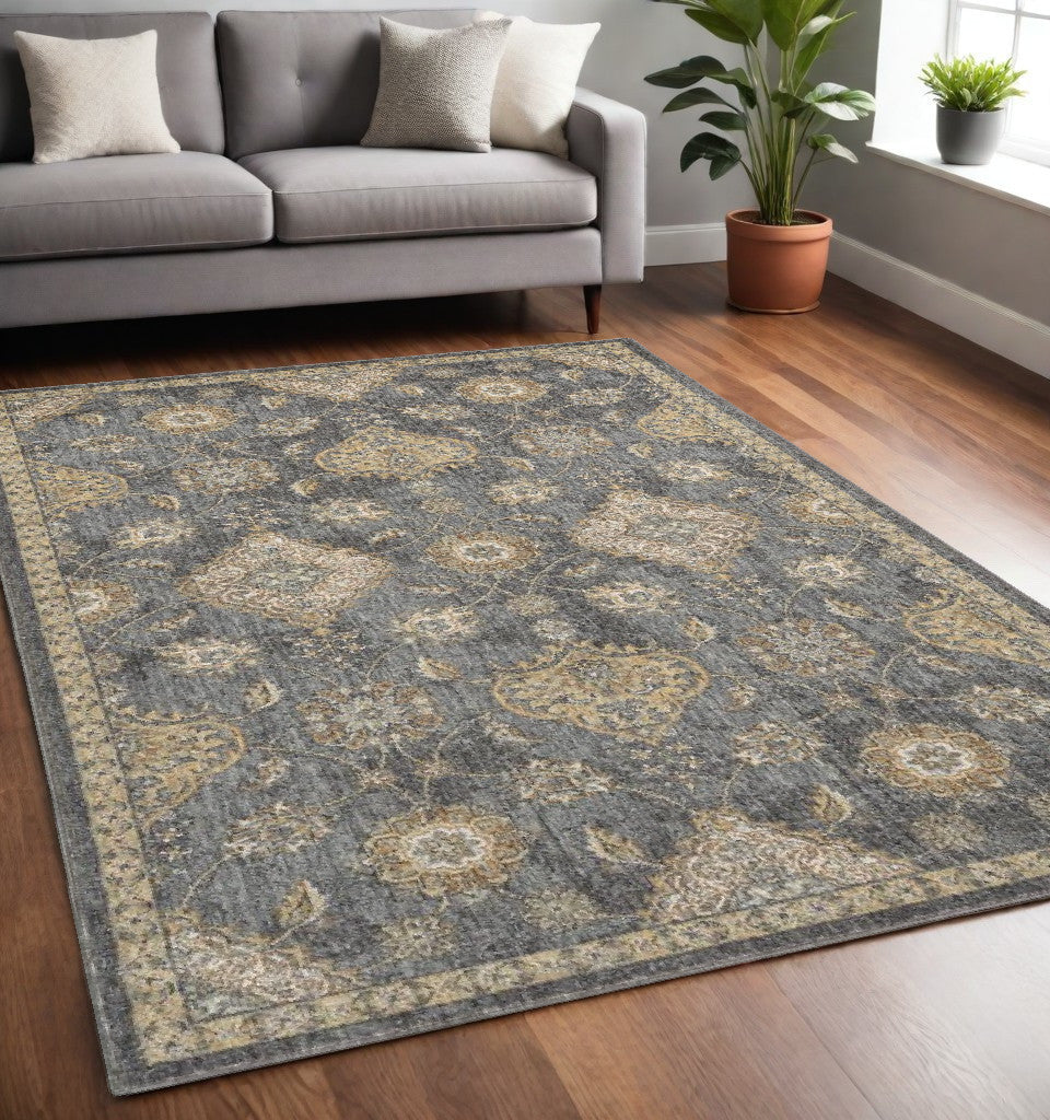 2' X 3' Gray Wool Medallion Area Rug