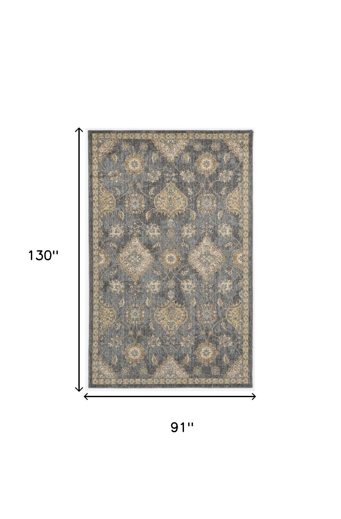 2' X 3' Gray Wool Medallion Area Rug