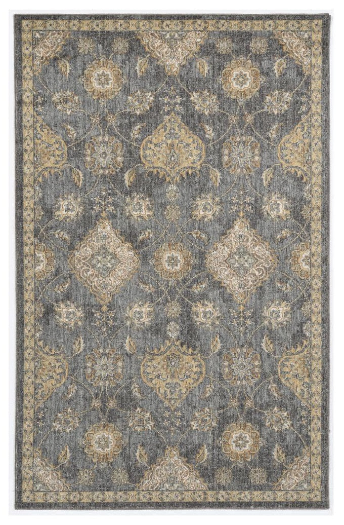 2' X 3' Gray Wool Medallion Area Rug