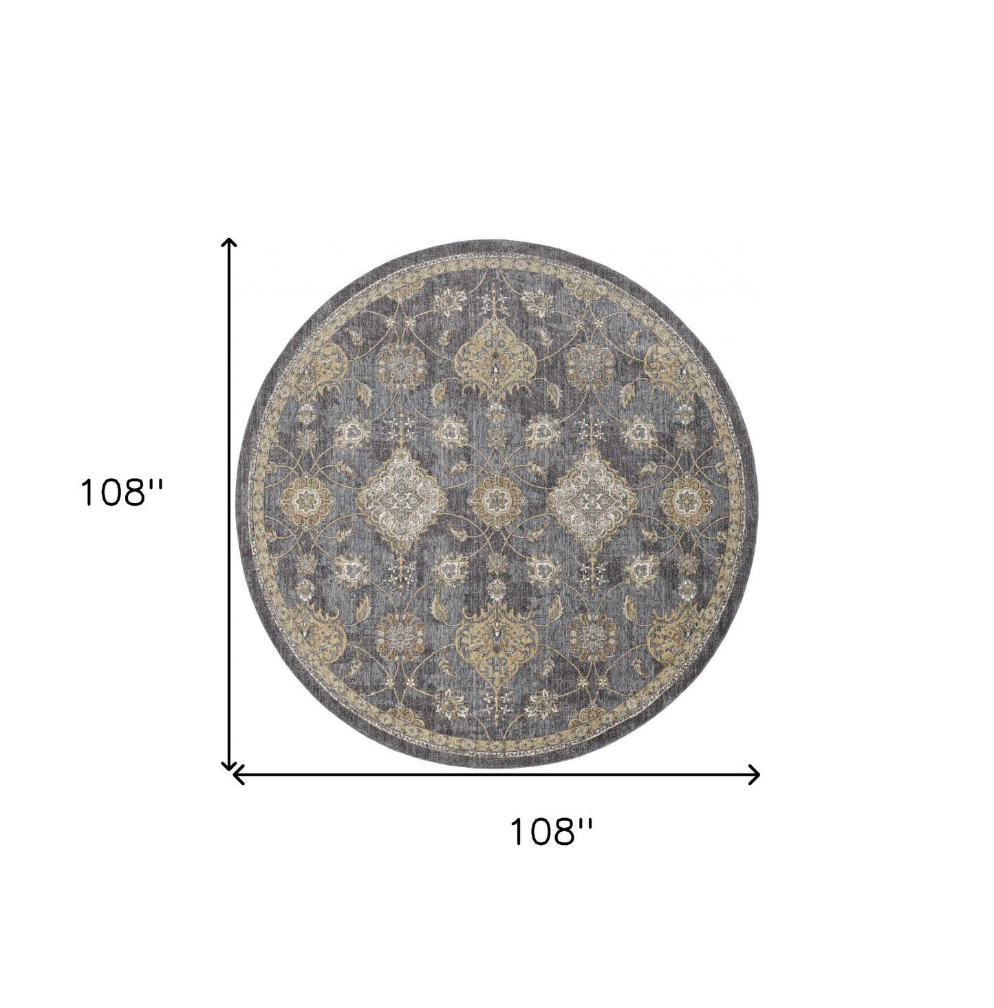 2' X 3' Gray Wool Medallion Area Rug