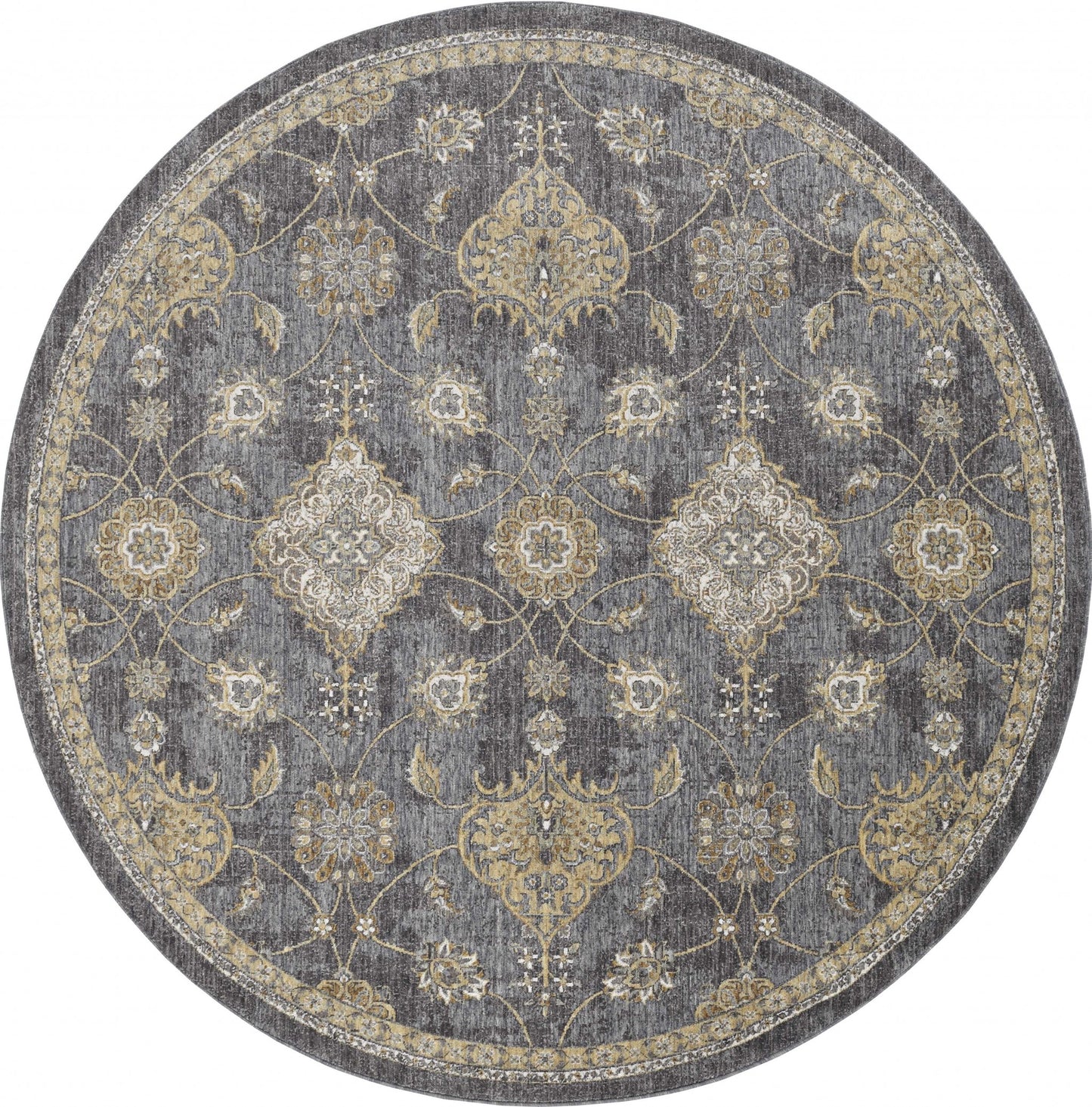 2' X 3' Gray Wool Medallion Area Rug