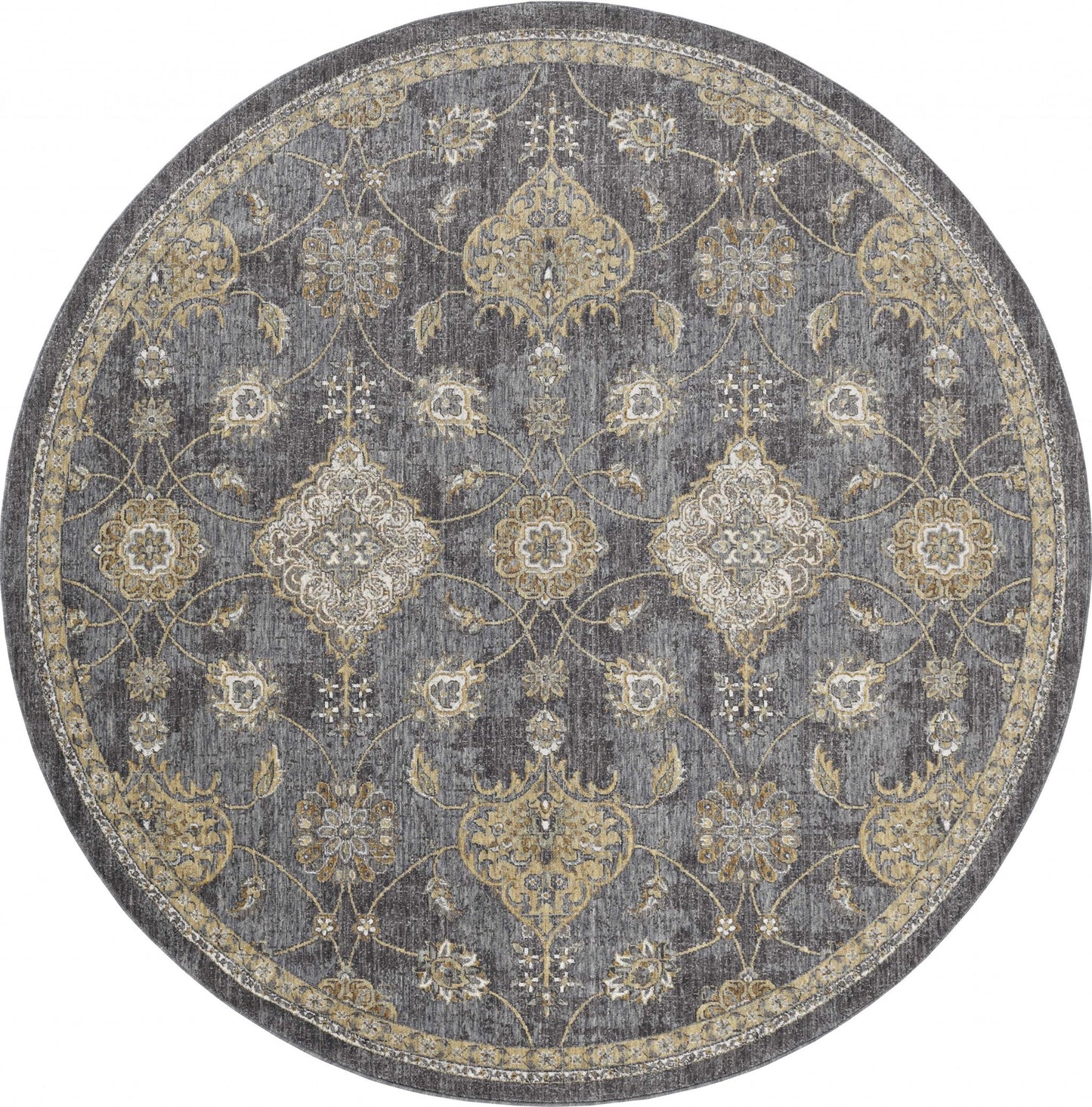 2' X 3' Gray Wool Medallion Area Rug