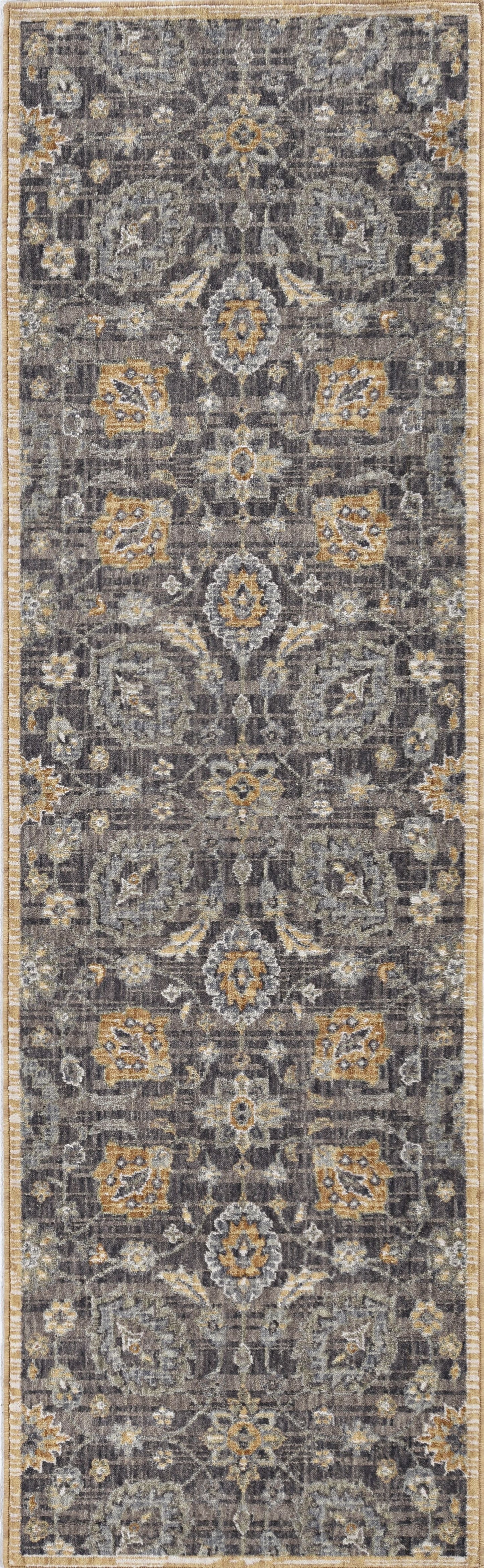 2' X 3' Taupe Machine Woven Vintage Floral Traditional Indoor Accent Rug