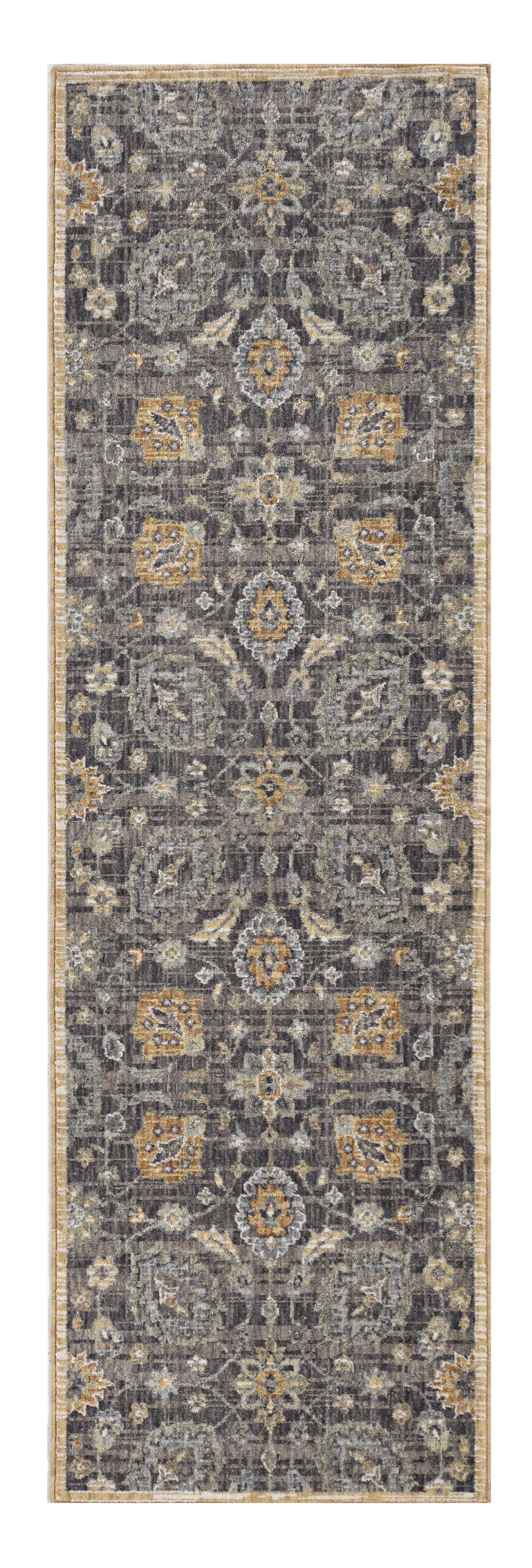 2' X 3' Taupe Machine Woven Vintage Floral Traditional Indoor Accent Rug