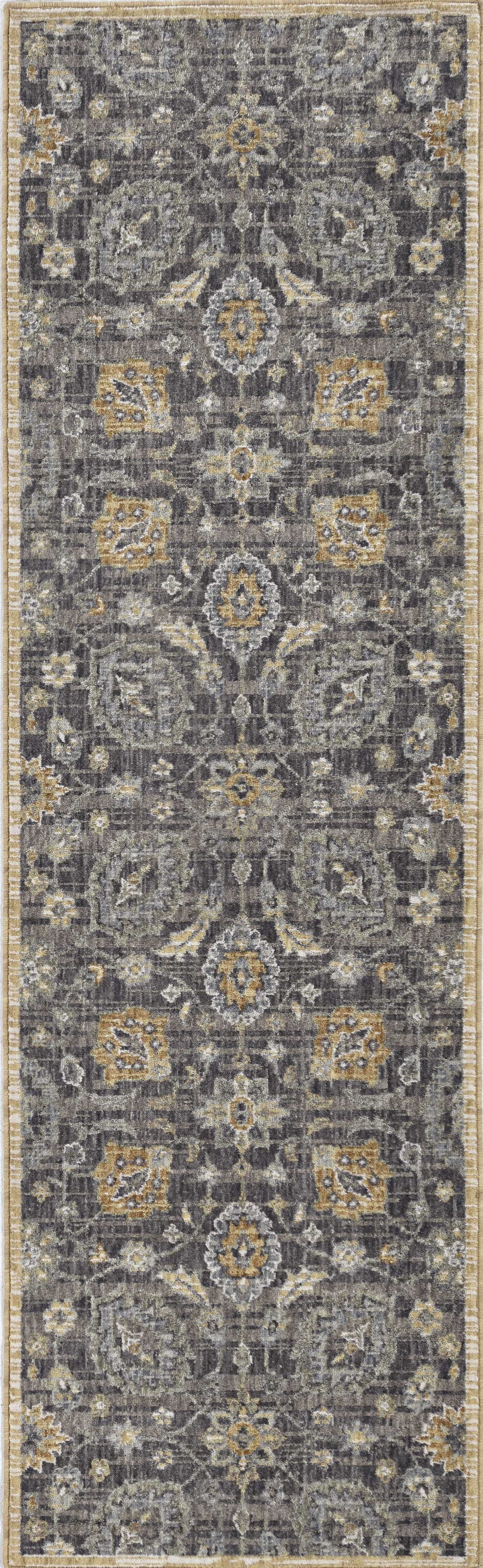 2' X 3' Taupe Machine Woven Vintage Floral Traditional Indoor Accent Rug