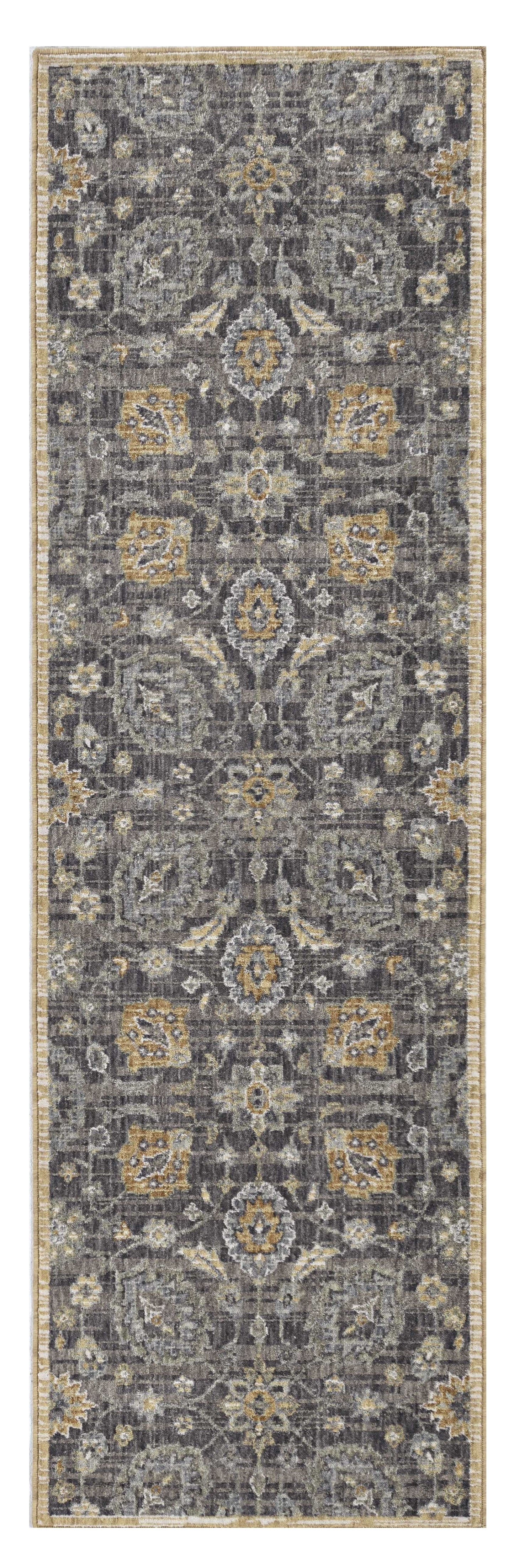 2' X 3' Taupe Machine Woven Vintage Floral Traditional Indoor Accent Rug