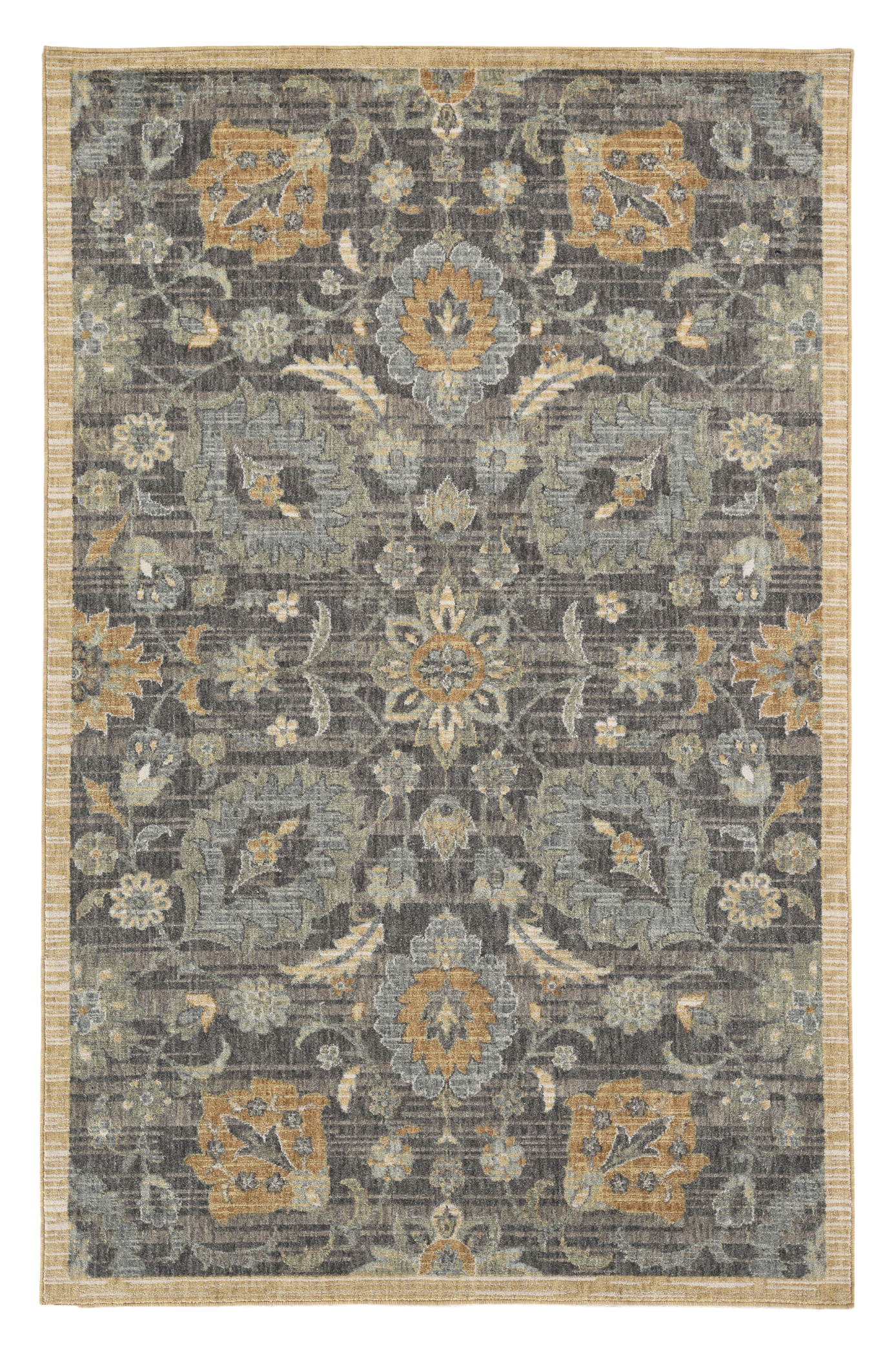 2' X 3' Taupe Machine Woven Vintage Floral Traditional Indoor Accent Rug