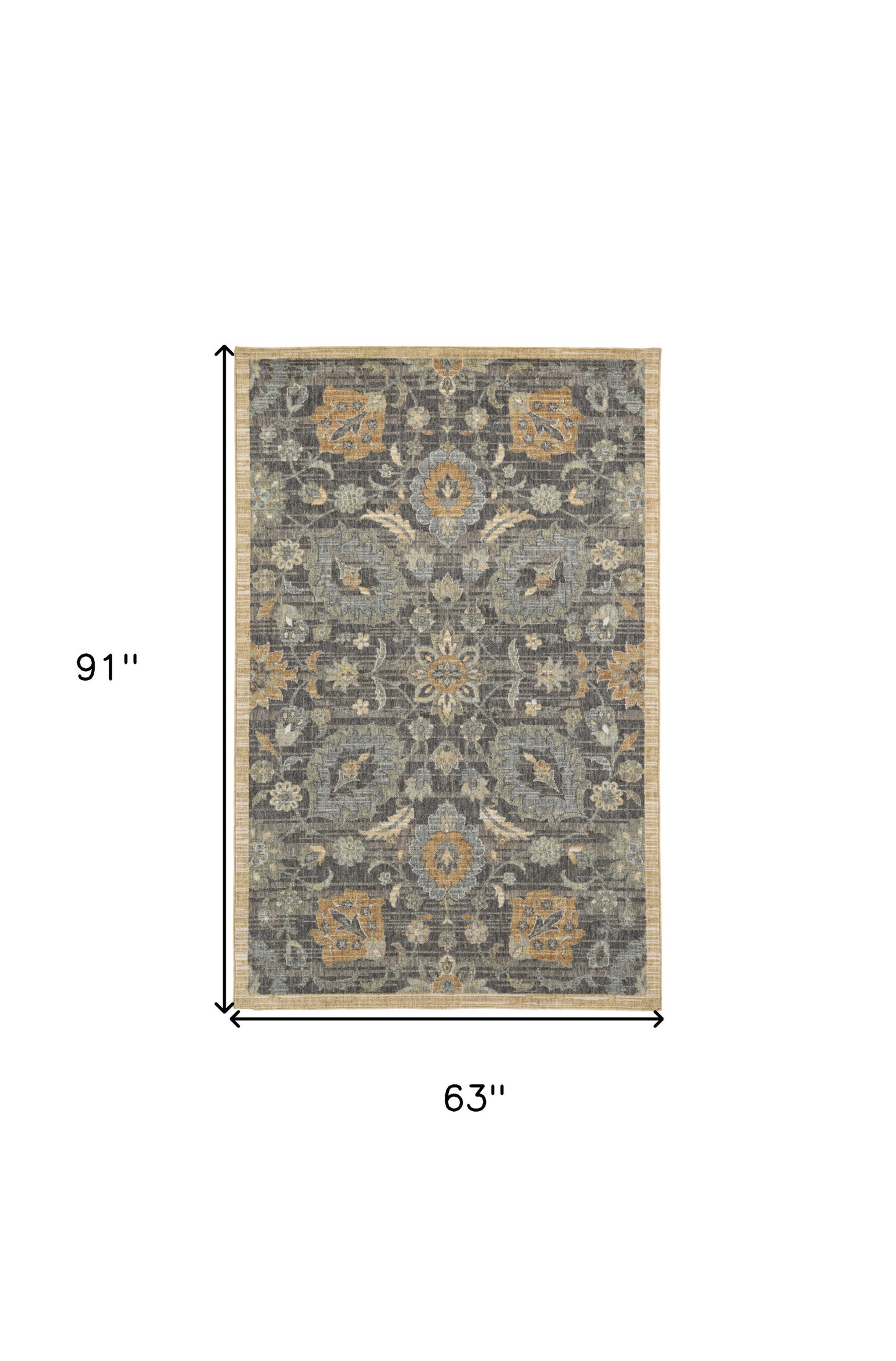 2' X 3' Taupe Machine Woven Vintage Floral Traditional Indoor Accent Rug