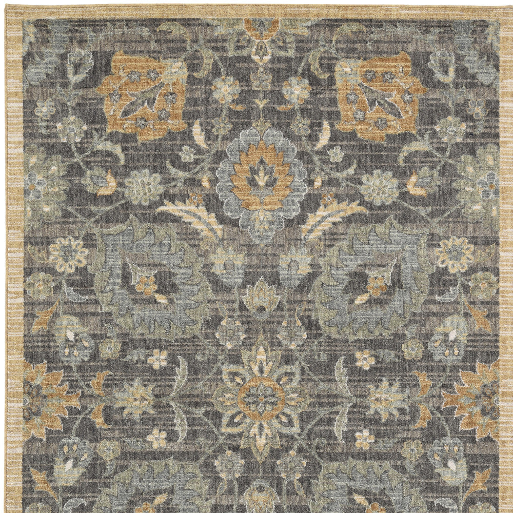 2' X 3' Taupe Machine Woven Vintage Floral Traditional Indoor Accent Rug