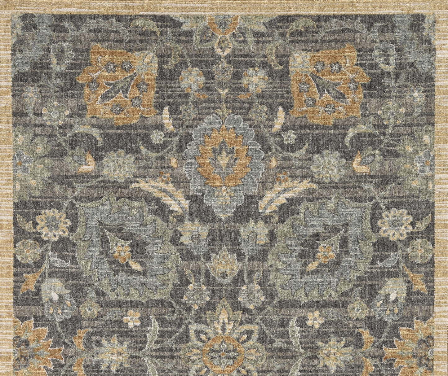 2' X 3' Taupe Machine Woven Vintage Floral Traditional Indoor Accent Rug