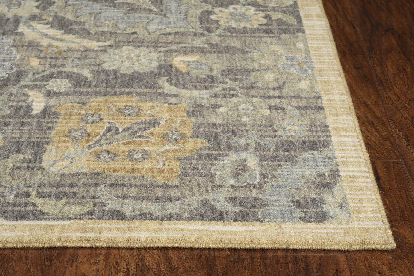 2' X 3' Taupe Machine Woven Vintage Floral Traditional Indoor Accent Rug