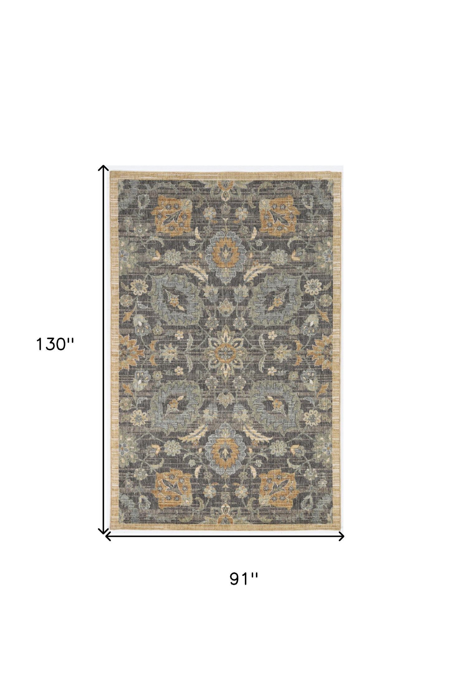 2' X 3' Taupe Machine Woven Vintage Floral Traditional Indoor Accent Rug