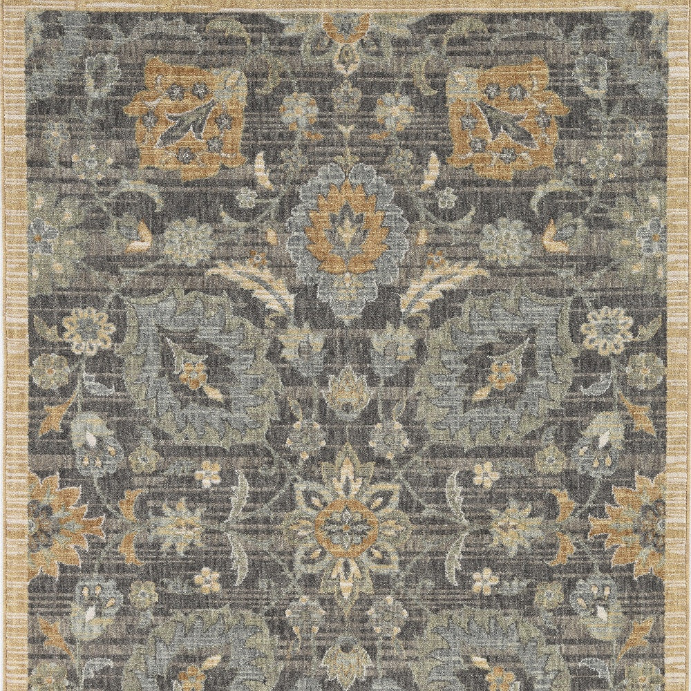 2' X 3' Taupe Machine Woven Vintage Floral Traditional Indoor Accent Rug