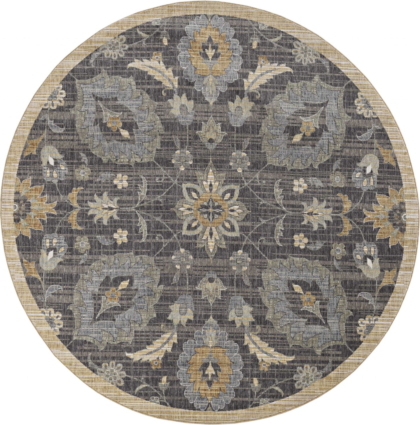 2' X 3' Taupe Machine Woven Vintage Floral Traditional Indoor Accent Rug