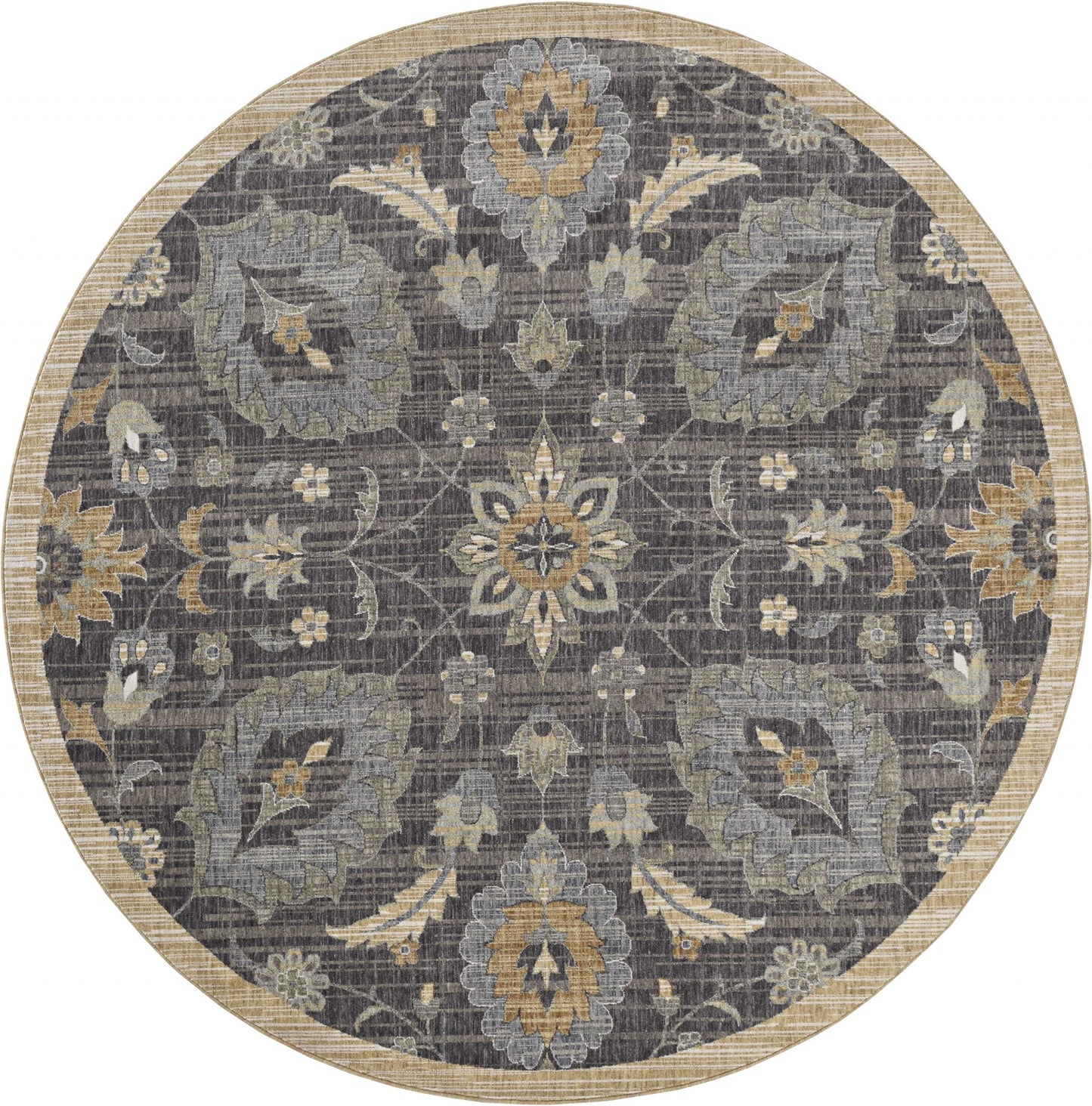 2' X 3' Taupe Machine Woven Vintage Floral Traditional Indoor Accent Rug