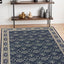 2' X 8' Navy And Gray Floral Ditsy Runner Rug