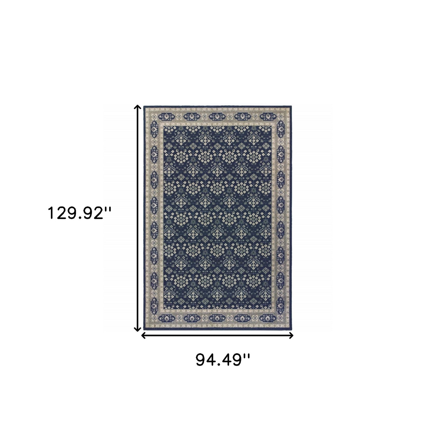 2' X 8' Navy And Gray Floral Ditsy Runner Rug