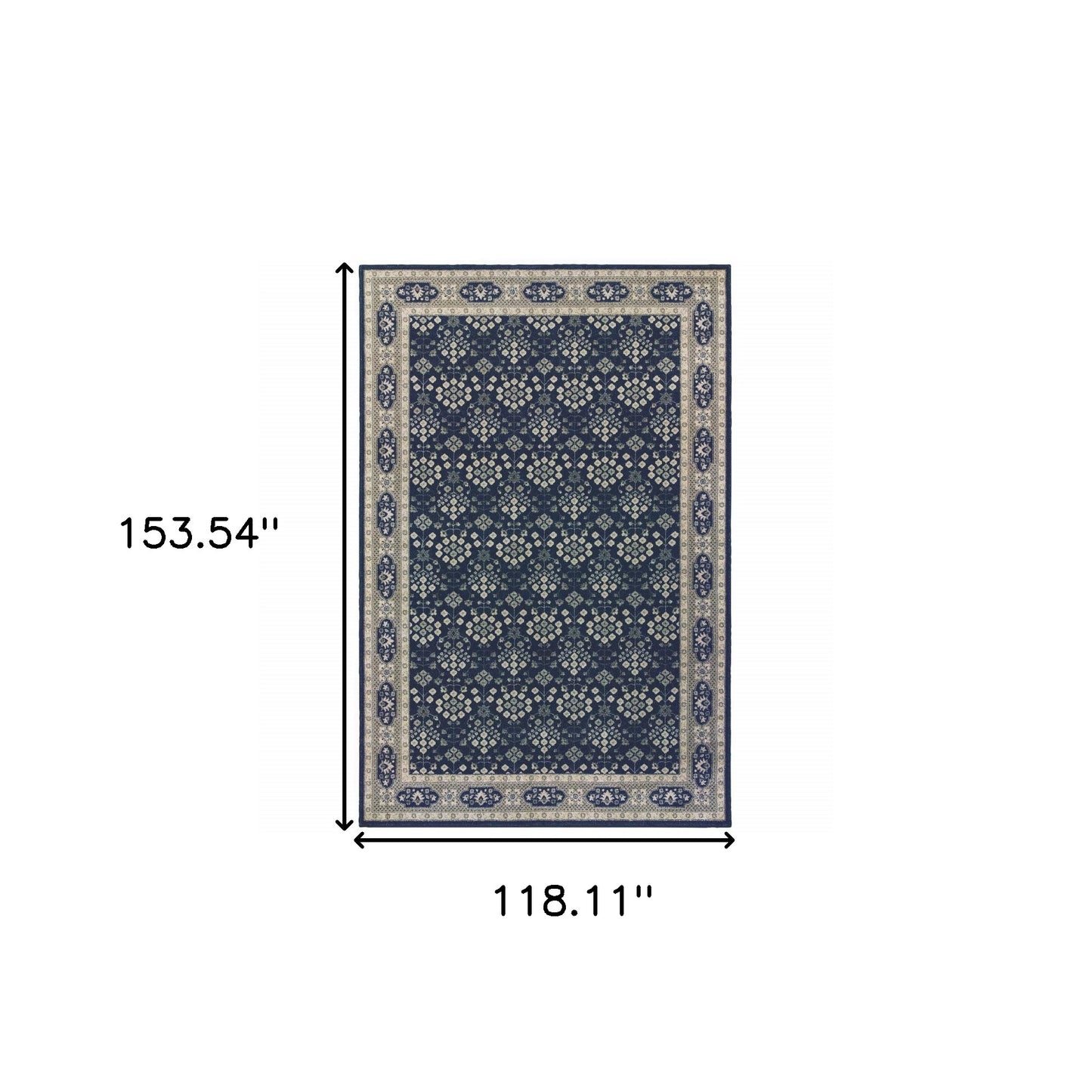 2' X 8' Navy And Gray Floral Ditsy Runner Rug