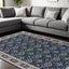 2' X 8' Navy And Gray Floral Ditsy Runner Rug