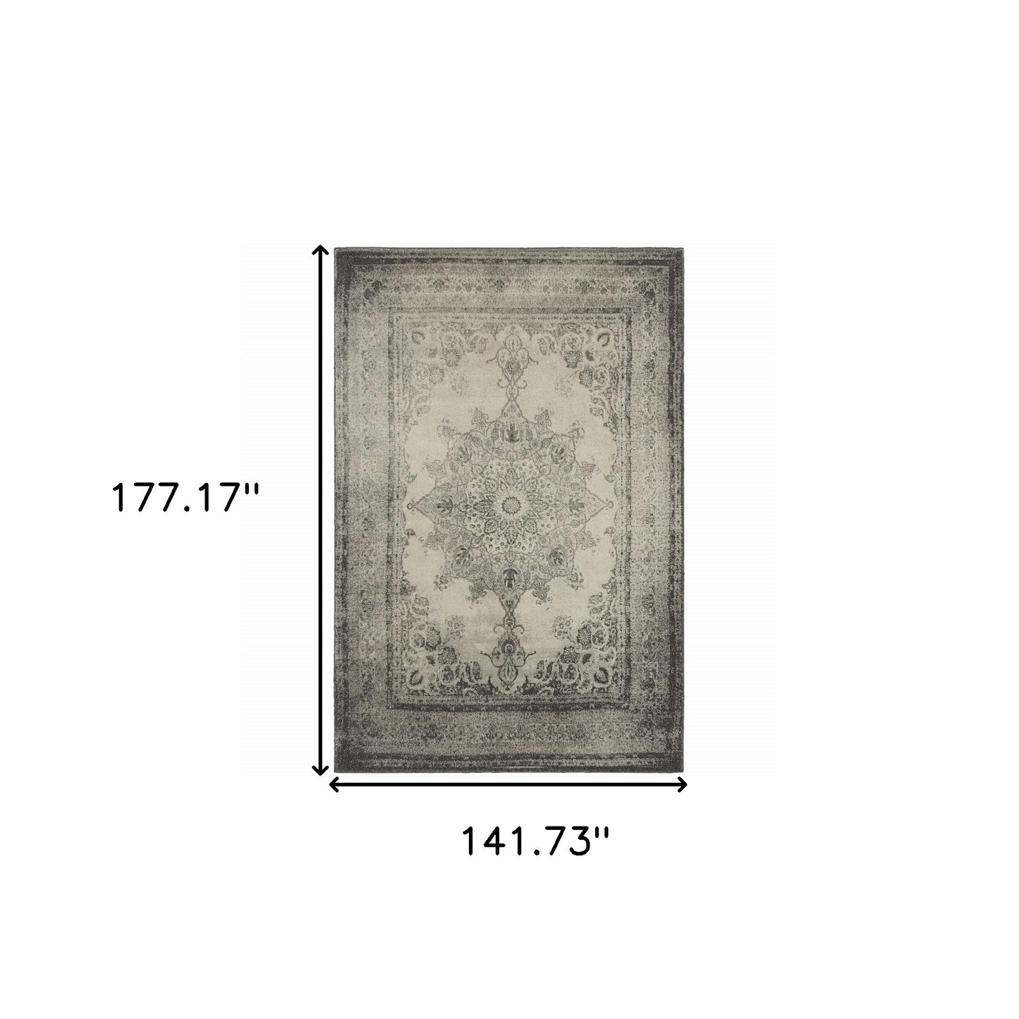 4' X 6' Ivory And Gray Pale Medallion Area Rug