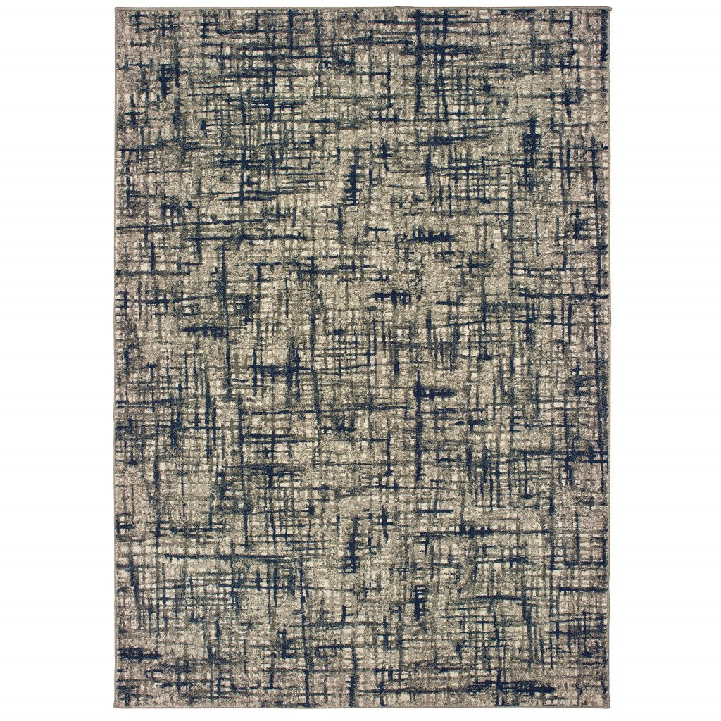 2' X 8' Gray And Navy Abstract Runner Rug