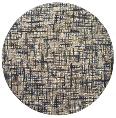 2' X 8' Gray And Navy Abstract Runner Rug