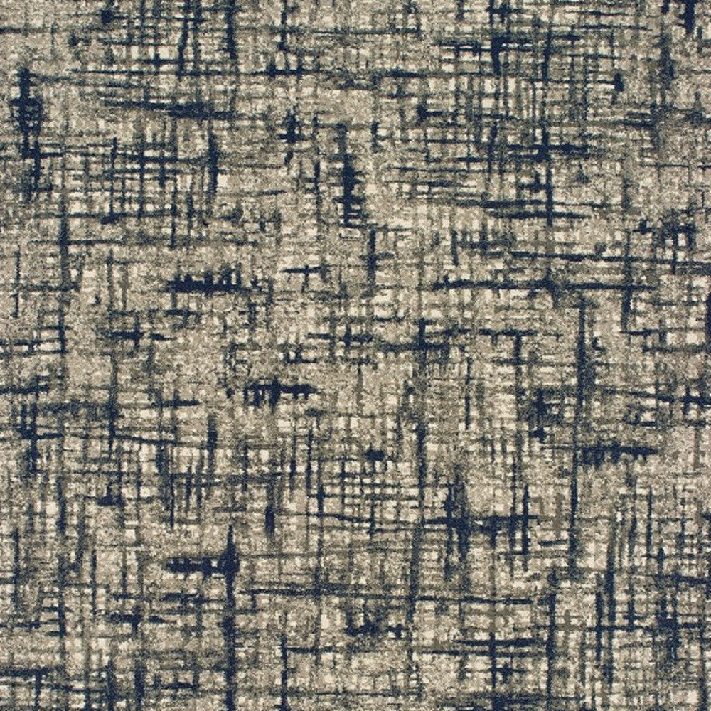 2' X 8' Gray And Navy Abstract Runner Rug