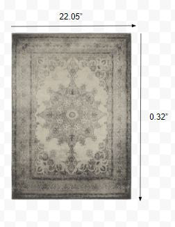 4' X 6' Ivory And Gray Pale Medallion Area Rug