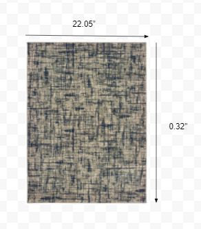 2' X 8' Gray And Navy Abstract Runner Rug