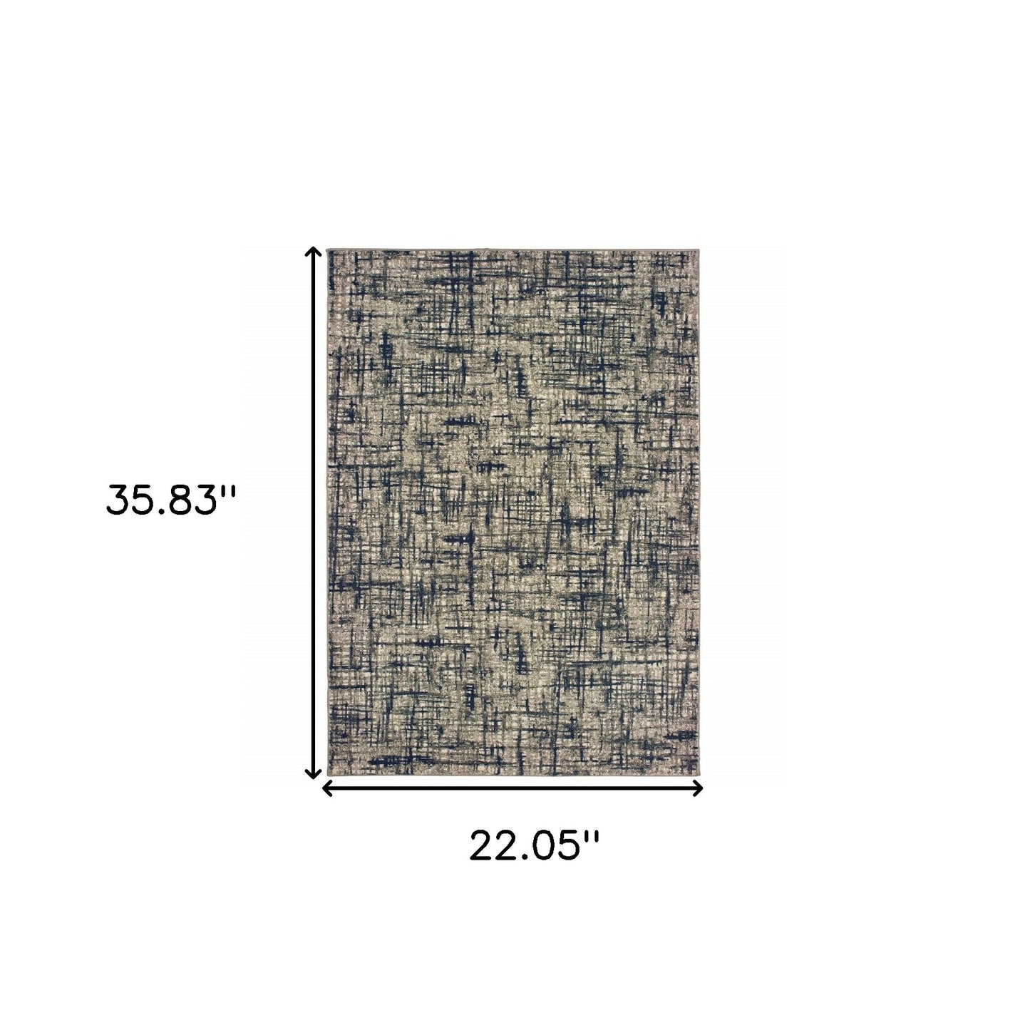 2' X 8' Gray And Navy Abstract Runner Rug