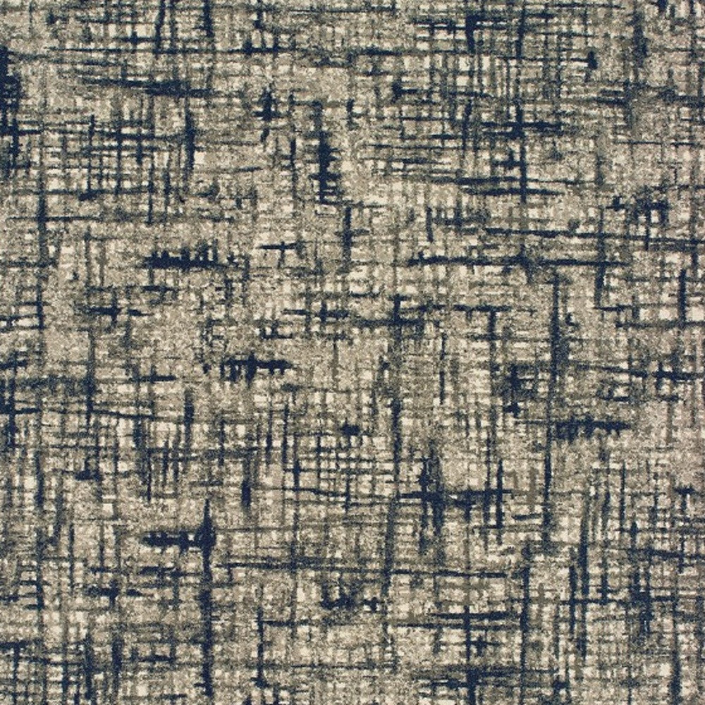 2' X 8' Gray And Navy Abstract Runner Rug